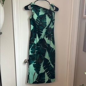 NWT Asos Structured Sheath - Teal Island Leaves Size 6